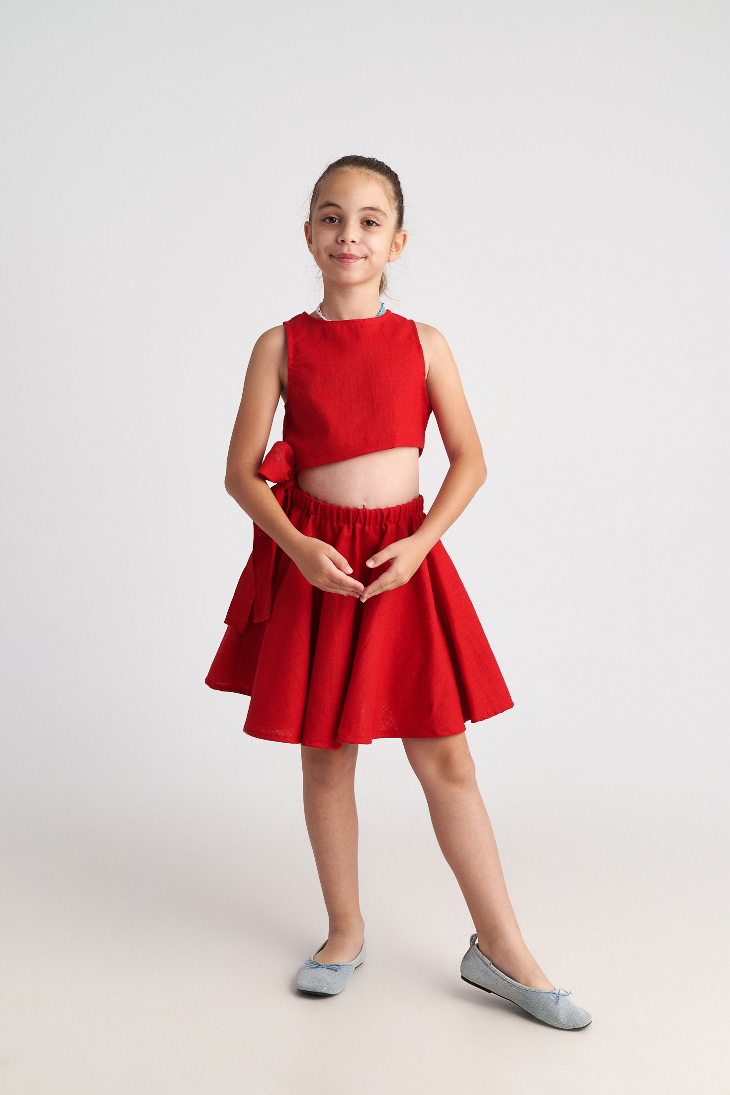 Παιδικό Φόρεμα Κόκκινο Ramie Side Cut Two in a castle T7016