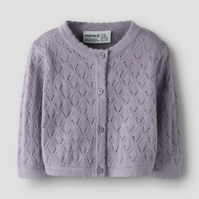Μπεμπέ Πλεκτή Ζακέτα Name it 13239824 Lavender Gray