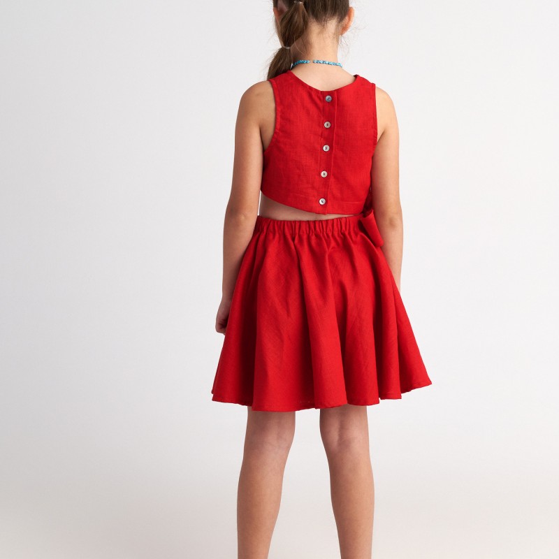 Παιδικό Φόρεμα Κόκκινο Ramie Side Cut Two in a castle T7016