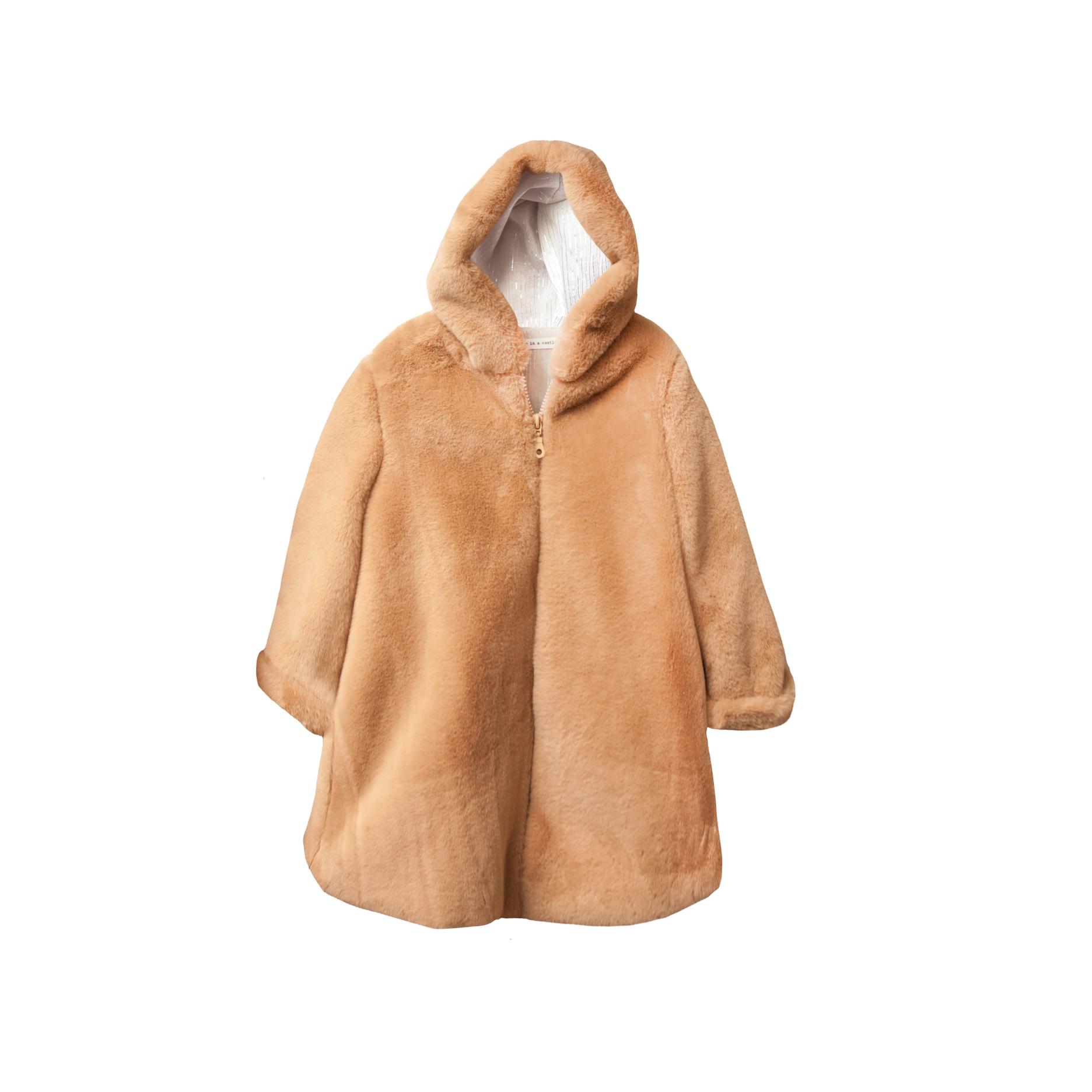 Παλτό Γούνα με κουκούλα Monochrome T6734 Μπεζ