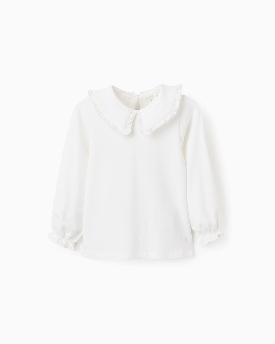 Βρεφική Μακρυμάνικη Μπλούζα Με Γιακά Zippy 24056 White 