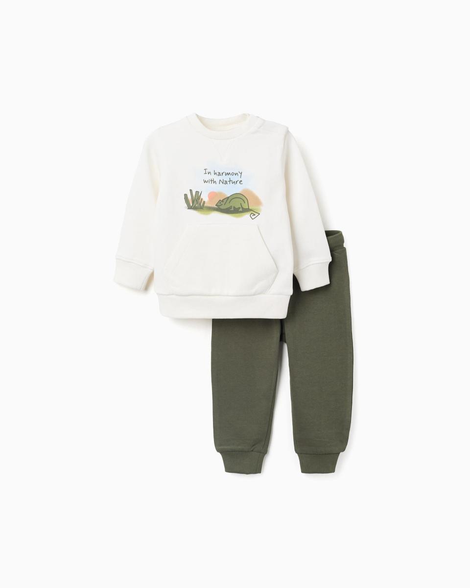 Βρεφικό σετ φόρμας παντελόνι-φούτερ Zippy 26001 White/Dark Green