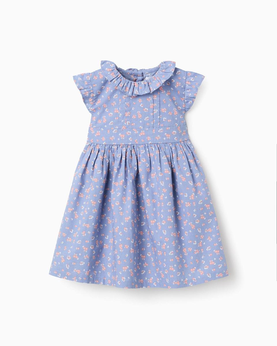 Βρεφικό Φόρεμα Ποπλίνα Με Λουλούδια Zippy 26045 Blue