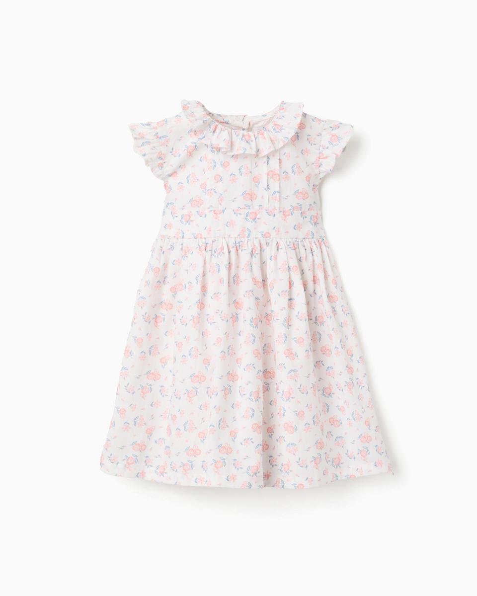Βρεφικό Φόρεμα Ποπλίνα Με Λουλούδια Zippy 26045 White