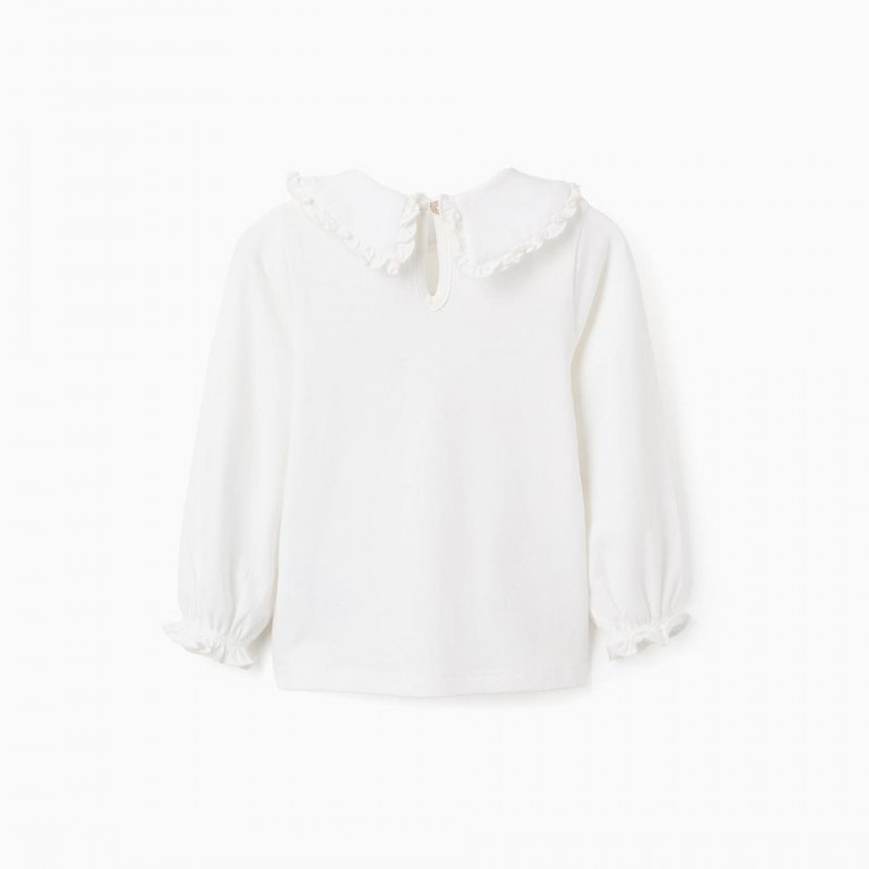 Βρεφική Μακρυμάνικη Μπλούζα Με Γιακά Zippy 24056 White 