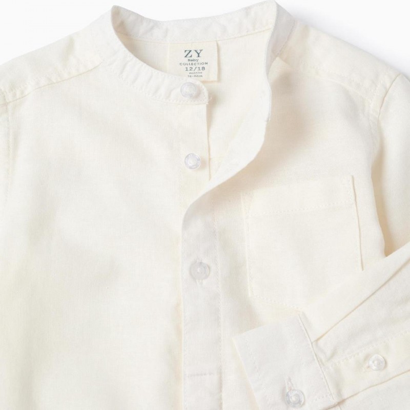 Βρεφικό Πουκάμισο Λινό Mao Zippy 26006 White