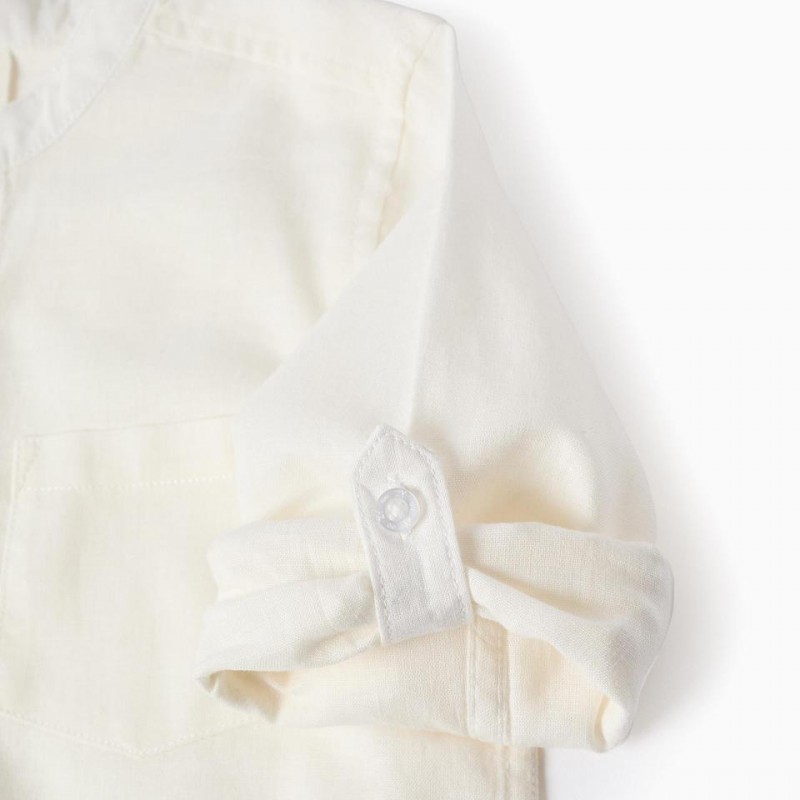 Παιδικό Πουκάμισο Λινό Λευκό Mao Zippy 26008 White
