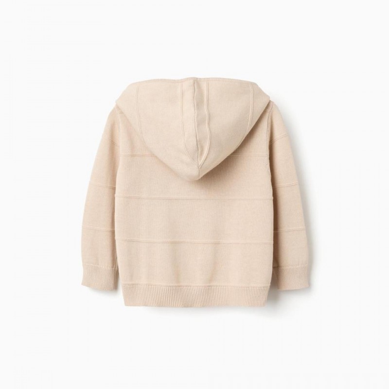 Βρεφική Πλεκτή Ζακέτα Με Κουκούλα Zippy 26003 Beige