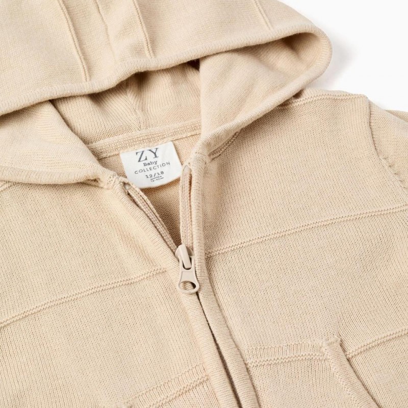 Βρεφική Πλεκτή Ζακέτα Με Κουκούλα Zippy 26003 Beige