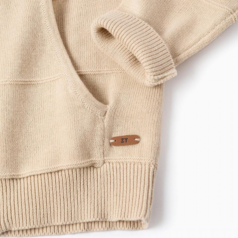 Βρεφική Πλεκτή Ζακέτα Με Κουκούλα Zippy 26003 Beige