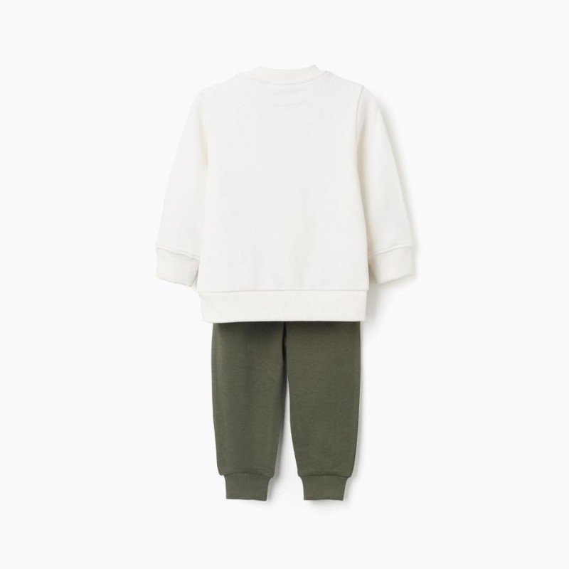 Βρεφικό σετ φόρμας παντελόνι-φούτερ Zippy 26001 White/Dark Green