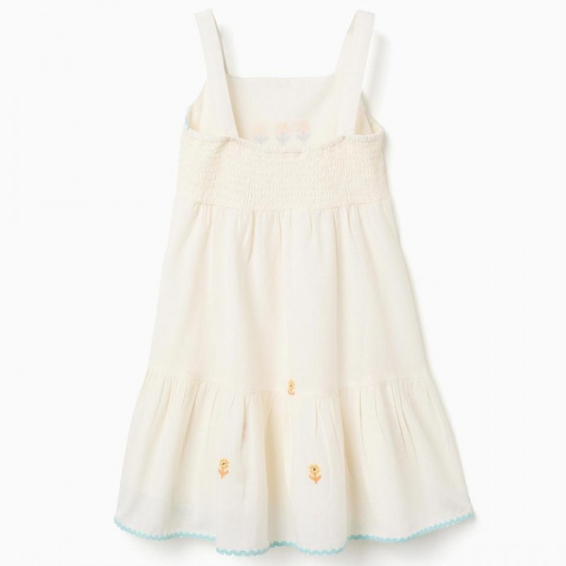 Παιδικό Φόρεμα Λινό Με Κεντήματα Zippy 26029 Light Beige