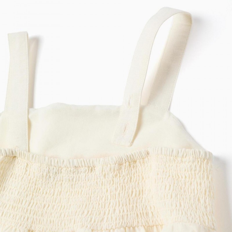 Παιδικό Φόρεμα Λινό Με Κεντήματα Zippy 26029 Light Beige