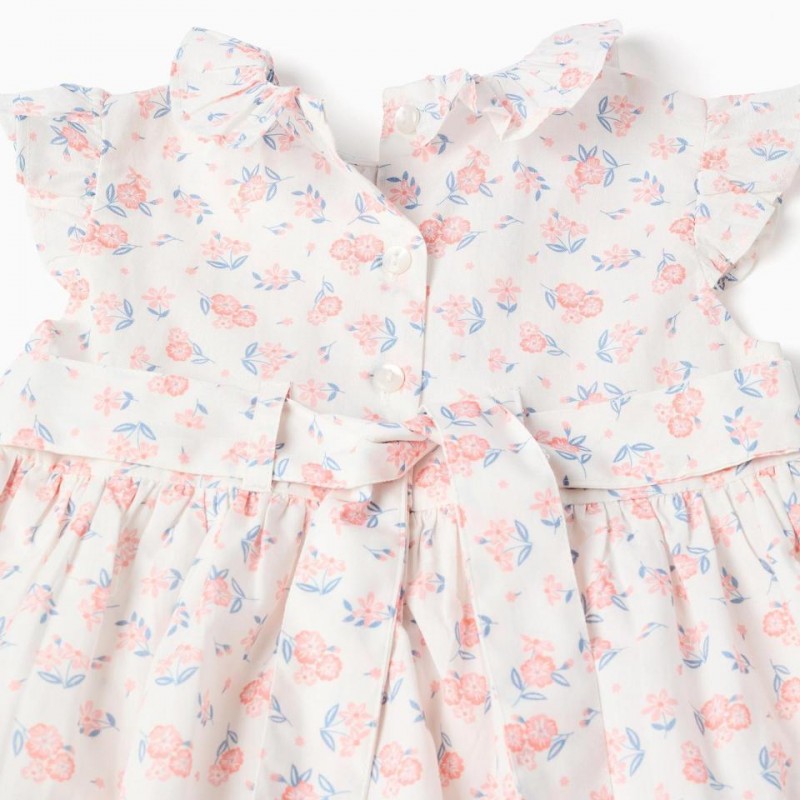 Βρεφικό Φόρεμα Ποπλίνα Με Λουλούδια Zippy 26045 White