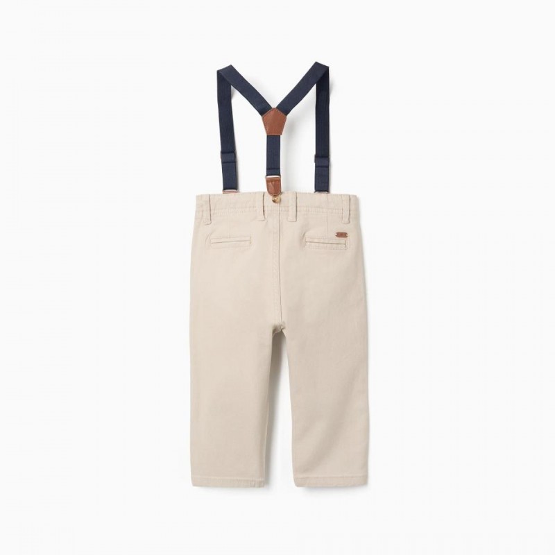 Βρεφικό Παντελόνι Με Αφαιρούμενες Τιράντες Zippy 26012 Light Beige