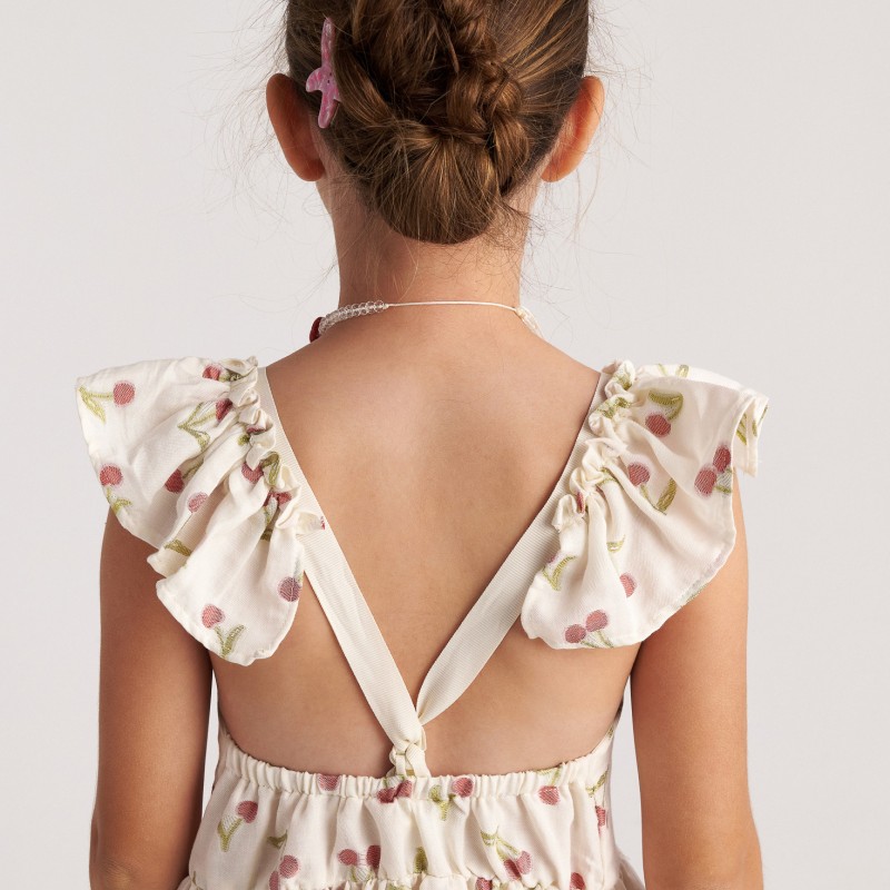 Παιδικό Φόρεμα Εκρού Summer Tart 3 Layer Ruffle Two in a castle T7079