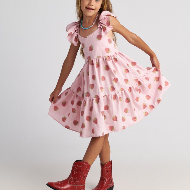 Παιδικό Φόρεμα Ροζ Summer Tart 3 Layer Ruffle Two in a castle T7079