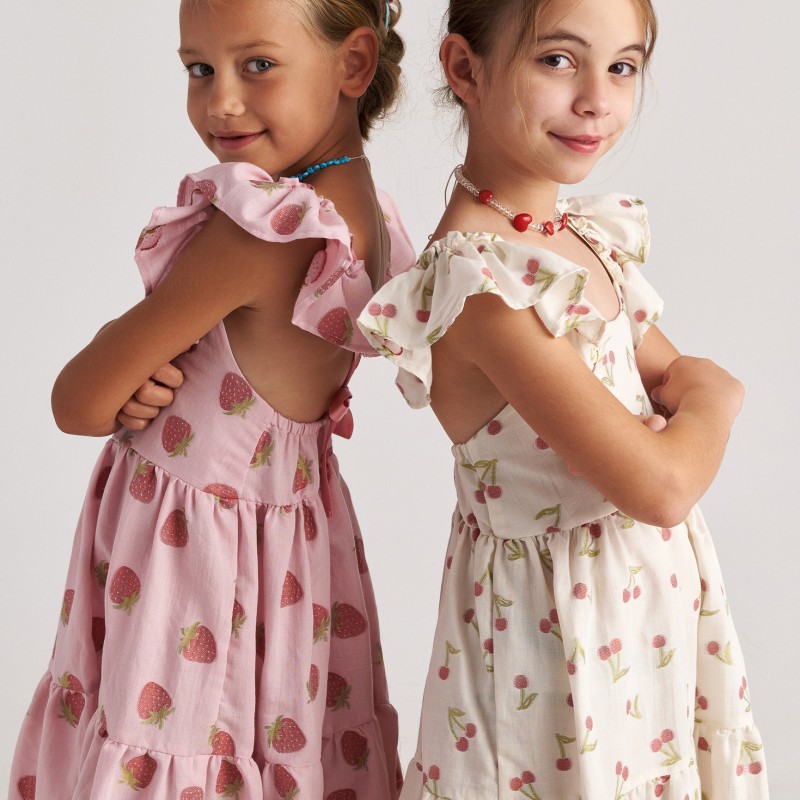 Παιδικό Φόρεμα Ροζ Summer Tart 3 Layer Ruffle Two in a castle T7079