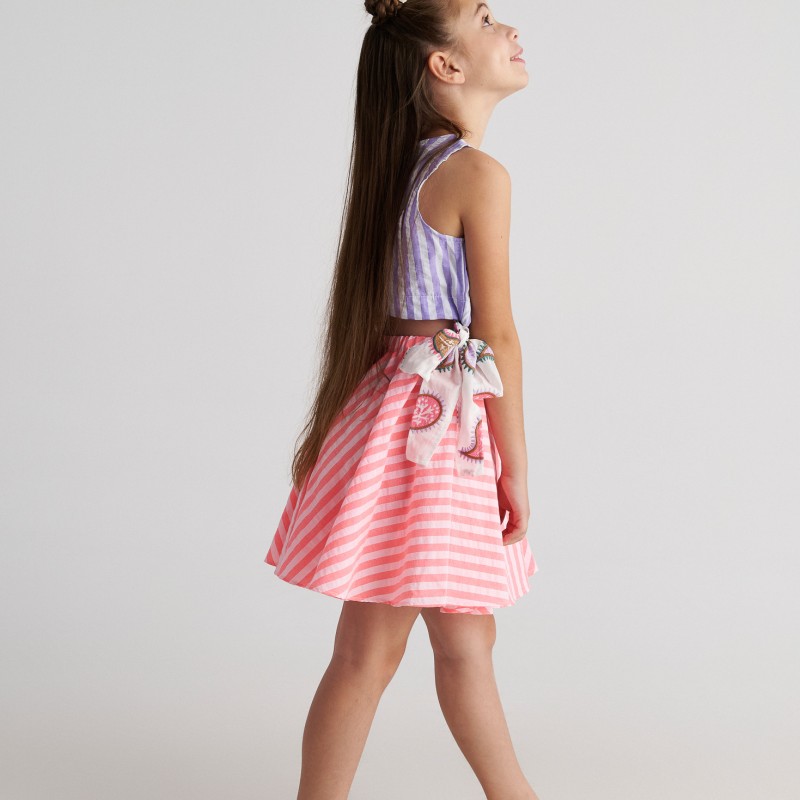 Παιδικό Φόρεμα Ριγέ Radiant Striped Side Cut Two in a castle T7125